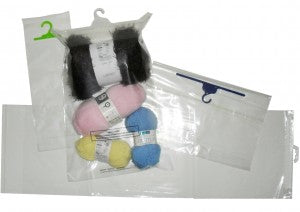5x11.5+2.5 - 120g (127x292+65mm - 30mu) Clear PP Resealable Printed Warning Notice Bags With Hook