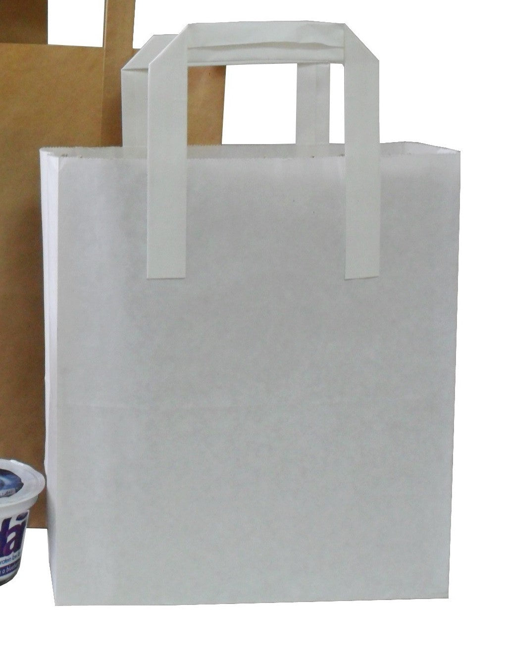 215x325x250mm (8x13x10)  - White Paper Tape Handle Carriers